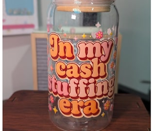 PRE-ORDER BBMU  Cash Stuffing Glass Cup With Lid & Straw