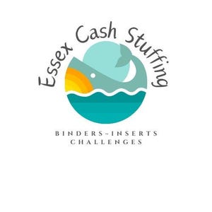 May include: A logo for Essex Cash Stuffing, featuring a stylised whale with a yellow sun and blue water. The text "Essex Cash Stuffing" is written in a circular pattern around the whale. The text "Binders - Inserts - Challenges" is written below the whale.