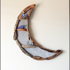 Driftwood crescent moon wall decor,wooden decor,home decoration,beach art,moon shelf,driftwood wall art