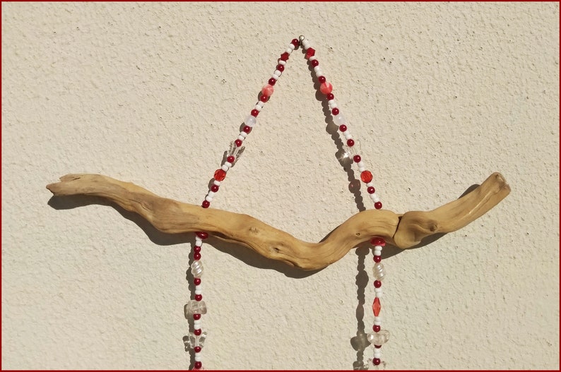 Driftwood Wall Decor, Driftwood and Fused Glass Heart Wall Decor