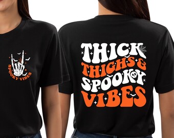 Dikke dijen en Spooky Vibes SVG PNG, Halloween cadeau Svg, Spooky seizoen Png, Retro Halloween Svg, grappig Halloween-shirt, grappige Spooky Vibes