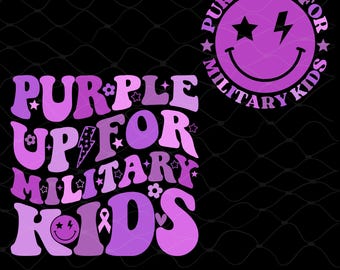 Purple Up SVG Png、軍人の子供のためのPurple Up SVG、軍人の子供SVG、軍人の子供月間シャツのデザイン、軍人の子供の意識向上Png