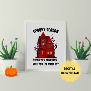Haunted House Print, Halloween Printable Wall Art, Halloween Decor, Halloween Poster, Halloween Print, Halloween Printable, Halloween Art