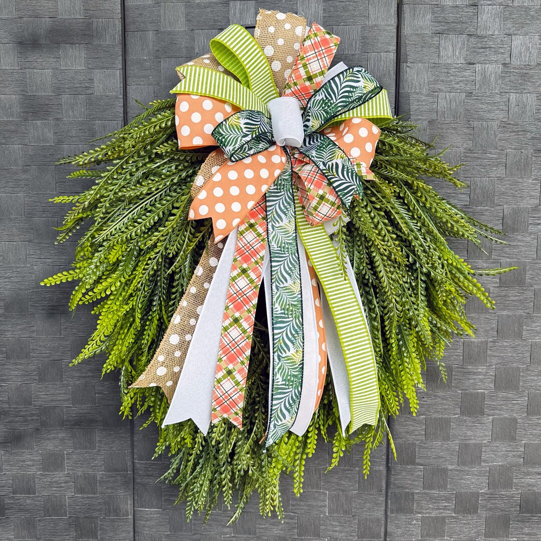 Beaded Grass Button Grass Wreath All Season Floral Grapevine Front Door ...