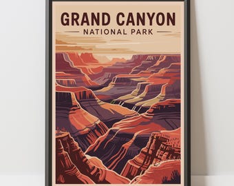 Grand Canyon National Park Poster: Retro Reise Kunstdruck (Digitaler Download)
