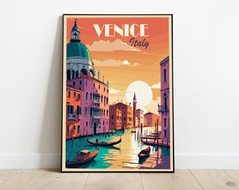 Póster vintage de Venecia, Italia: Arte mural europeo (descarga digital)