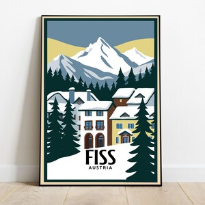 Fiss Austria Ski Poster: Retro Winter Alps Art (Instant Download)