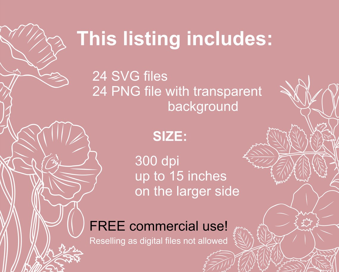 Birth Month Flowers SVG Bundle, Flower SVG, Botanical Clipart, Birthday