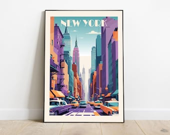 Mid Century Modern New York City Poster: Retro Travel Print (Digital Download)