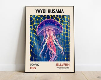 Yayoi Kusama Inspired Jellyfish Art Print: Polka Dot Ocean Decor (Digital Download)