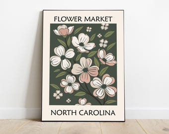 Dogwood Flower Market Poster: North Carolina Botanical Print (Digital Download)