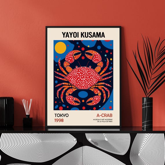 Yayoi Kusama Inspired Crab Print: Abstract Polka Dot Art (Digital Download