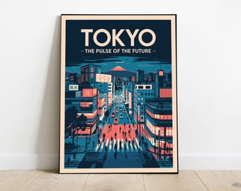 Reisposter Tokio: retro Japanse stadsgezichten (digitale download)