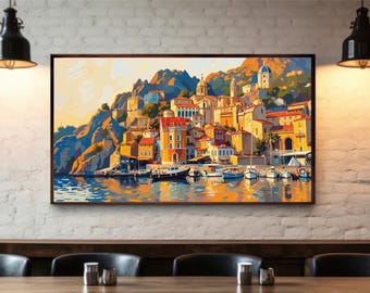 Amalfi Coast TV Art: Italian Coastal Oil Painting (Digital Download)