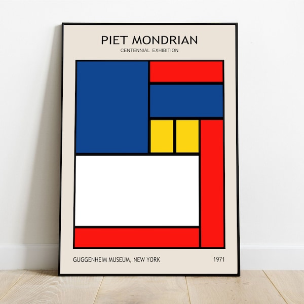 Mondrian poster - Piet Mondrian print - Geometric abstract wall art - Pintable wall art - Eclectic Art decor - Postmodernism Bauhaus poster