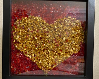 Crushed glass Valentine’s heart