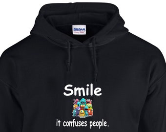 SMILE HOODIE, QUOTE Hoodie, Upgrade Your Wardrobe with The Vintage Smile Face Hoodie: Nostalgic and Fashionable