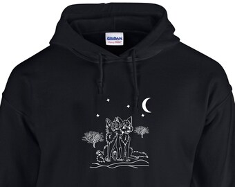 WOLF HOODIE, MOON Hoodie, Stay Warm and Inspired with this Yin Yang Wolf Hoodie - Ideal for Outdoor Adventures