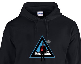 Space HOODIE, ALIEN Hoodie, UFO Mountain Themed Print Personalized Pullover Sweatshirt, Cotton and Polyester Unisex Clothes