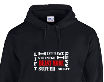 Beast Mode Hoodie, Workout Motivation Sweatshirt, Gym Lover Gift, Fitness Hoodie