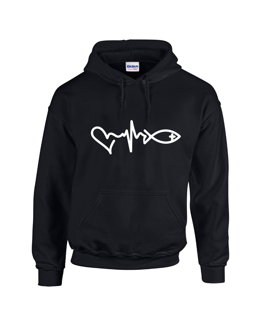 FISHING HOODIE, HEARTBEAT Hoodie, Stay Warm With the Fish Heartbeat Line  Hoodie Perfect for Outdoor Activities 