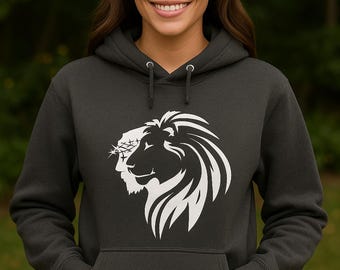 Majestic Lion of Judah Hoodie – Christian Crown of Thorns Sweatshirt – Jesus and Lion Unisex Hoodie – Faith-Based Religious Apparel