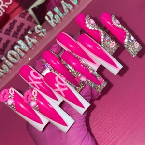 Pink XO Valentine press on nails