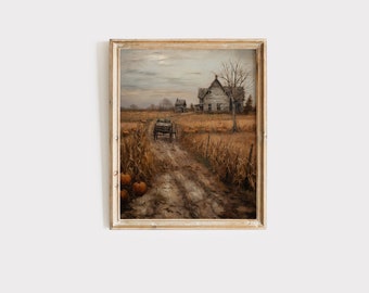 Printable vintage barn wall art | Pumpkin patch wall art | vintage halloween digital art | downloadable art | Hartfelt Prints