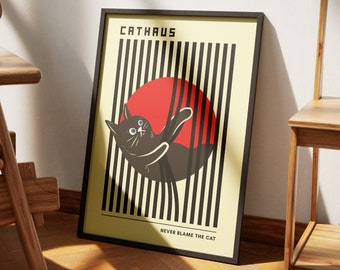 Bauhaus Cat Art Print: Funny Graphic Design Poster (Digital Download)