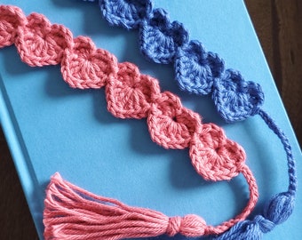 Crochet Bookmark, heart bookmark, Crochet heart bookmark