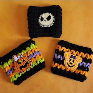 Disney Halloween inspired Cup Cozy, Coffee Cup Cozy, Crochet Cup Cozy, Iced Coffee Cozy, Mouse cup cozy.