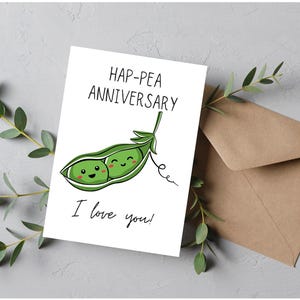 5x7 Funny Hap-pea Anniversary Card... Two Peas in a Pod, Set of Two- White and Green Versions, Digital Download Only
