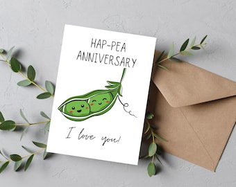 5x7 Funny Hap-pea Anniversary Card... Two Peas in a Pod, Set of Two- White and Green Versions, Digital Download Only