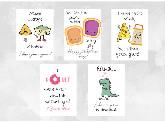Kids Valentine's Day Cards Set of 9 Punny Sayings School Valentines