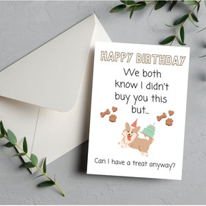 Carte d'anniversaire 5 x 7 pour chien mamans/papas- nous savons tous les deux que je ne t'ai pas acheté ça..., lot de deux versions blanc et rose clair, téléchargement numérique uniquement