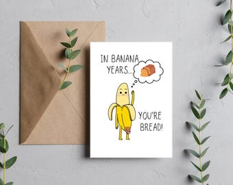 Divertente biglietto di auguri di compleanno a base di pane alla banana, biglietto di auguri per invecchiare stampabile (download digitale) - Italia
