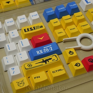 Japanese Style Gundam 126 PCS Cherry Profile Anime Keycap Set For Mechanical Keyboard｜Gift for Him|Custom Keycaps|Keycaps ONLY
