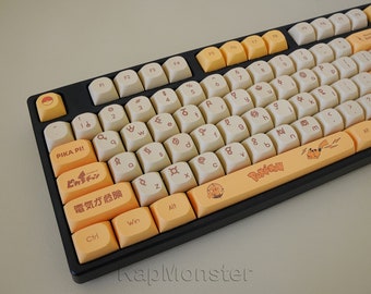 Japanese Pikachu Keycap Set: 128 Pcs PBT Dye-sub MA