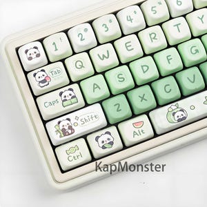 Gradient Panda Artisan Keycap Set: PBT Dye-Sub, Anime Style