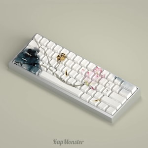 Asian Style Lotus 130 PCS Cherry Profile Anime Keycap Set For Mechanical Keyboard｜Gift for Him|Custom Keycaps |Keycaps ONLY