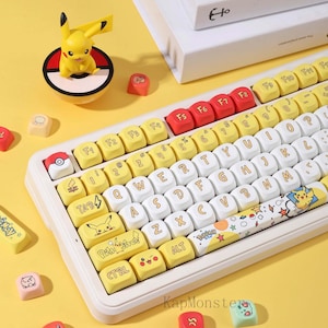 Japanese Style Pikachu 125 PCS MA Profile Keycap Set for Mechanical Keyboard｜Anime Gift for Him｜Custom Artisan Keycaps｜Keycaps ONLY
