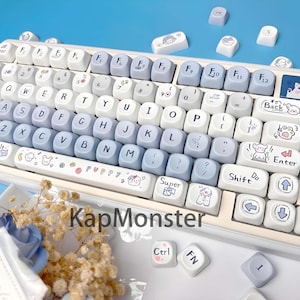 Handcrafted Puppy MOA Keycap Set | Cartoon PBT Dye-Sublimated Artisan Keycaps | Cute Mechanical Keyboard Upgrade|Keycaps ONLY