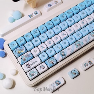 Japan Hatsune Miku 135 PCS | MOA Profile Keycap Set For Mechanical Keyboard｜Gift for Him | Custom Keycaps | Keycaps ONLY