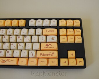 Japanese Pikachu Keycap Set: 128 Pcs PBT Dye-sub MA