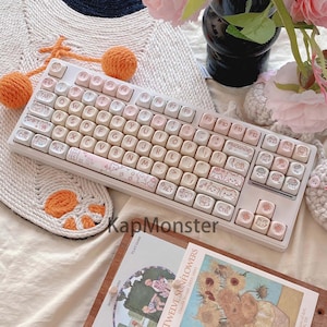 Handcrafted Pudding Cat 131-Key MOA Keycap Set | Artisan Dye-Sublimated PBT | Custom Mechanical Keyboard Upgrade|Keycaps ONLY