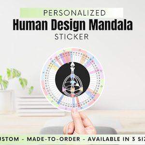 Pegatina de mandala con diseño humano personalizado: carta natal, calcomanías de vinilo troqueladas, pegatina personalizada, astrología, pegatina para computadora portátil, pegatina única