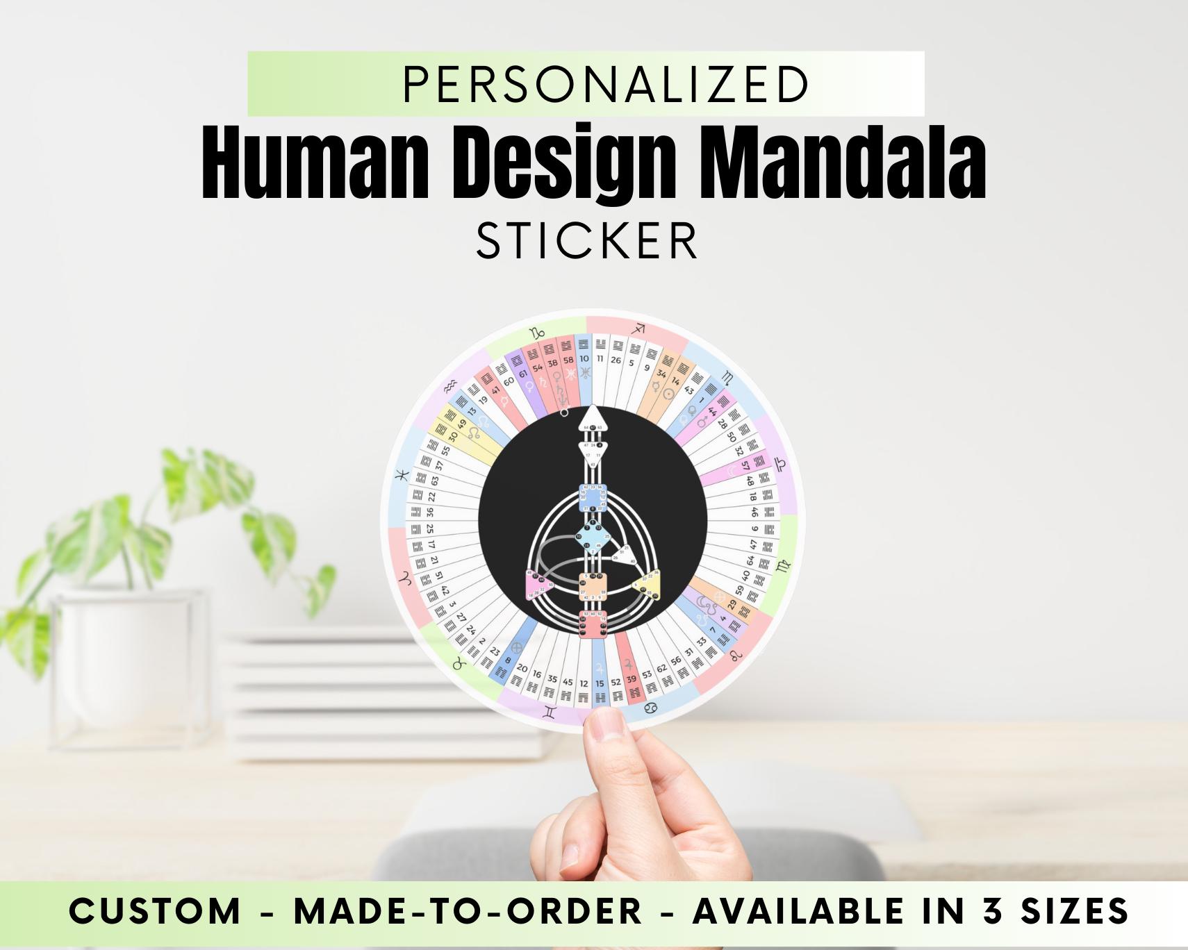 Personalized Human Design Mandala Sticker- Birth Chart, Kiss-Cut Vinyl Decals, custom sticker, Astrology, laptop sticker, unique sticker
