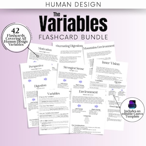 Tarjetas didácticas de diseño humano: variables, plantilla de diseño humano, guía de estudio de diseño humano, PDF digital, flechas de diseño humano, aprende diseño humano