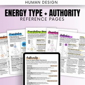 Guía de Tipos de Energía y Autoridad del Diseño Humano, Referencia Rápida, Generador, Manifestador, MG, Proyector, Reflector, Guía de Estudio del Diseño Humano