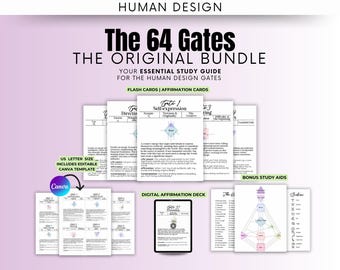 Human Design Gates FlashCards & Template, Affirmation Cards, Flash Cards, Human Design template, Human Design Gift, I-Ching, Study guide